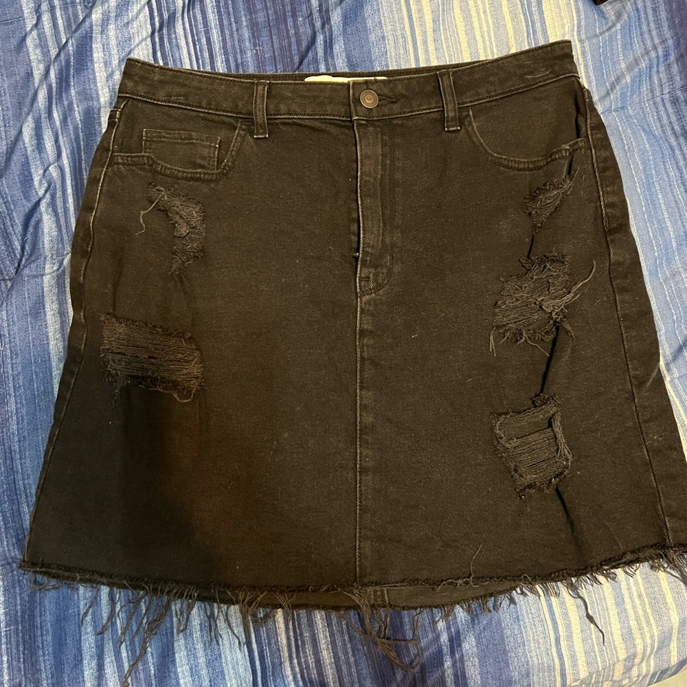 Ultra High Rise Black Jean Skirt